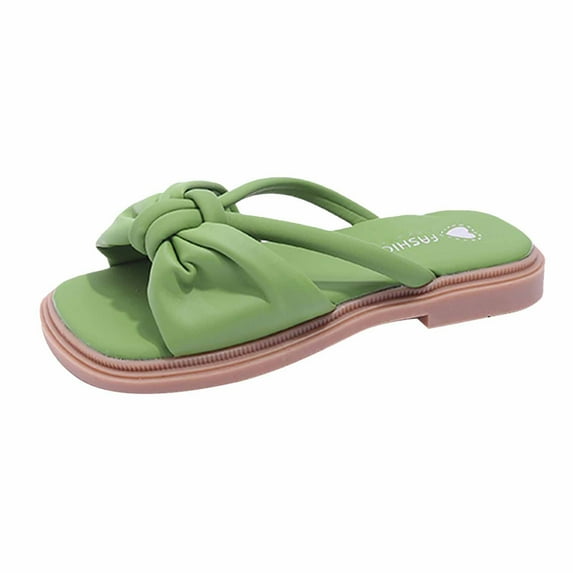 9-10 Years Little Big Girls Sandals Soft Sole Anti-Slip Summer Princess Dress Toddler Shoes Baby Girls Cute Bow Non-slip Soft Sole Beach Roman Sandals Slippers Green