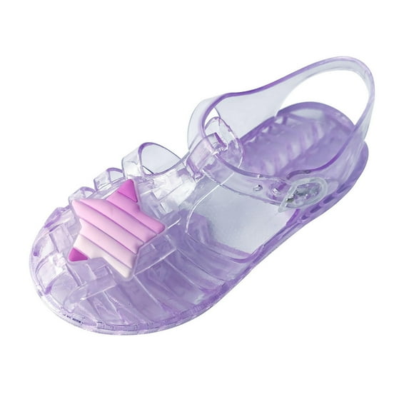 9-10 Years Princess Costumes Jelly Flats Shoes, Cosplay Birthday Party Dress Up Sandals for Little Girls Cute Fruit Jelly Colors Hollow Out Non-slip Soft Sole Beach Roman Sandals Purple