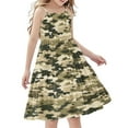 thumbnail image 1 of 9-10 Years Toddler Girl Camouflage Dress Little Kid Short Sleeve Cotton Dress for 3-14 Years, 1 of 7