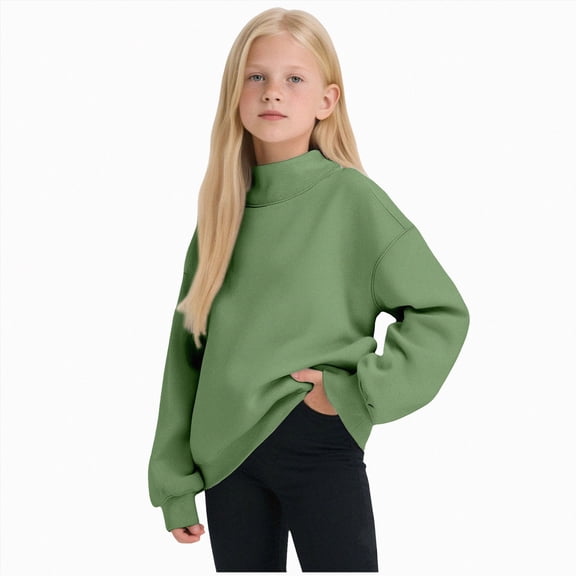 9-10 Years Toddler Girls Long Sleeve Sweatshirt Mock Neck