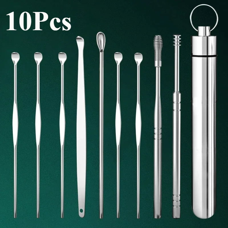 9/10Pcs/set Ear Wax Pickers Stainless Steel Earpick Wax Remover ...
