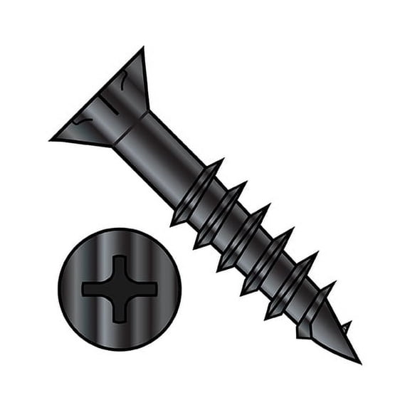 9-10X3 Phillips Flat Head w/Nibs Deep Thread Wood Screw 2/3 Threaded Black Oxide (Pack Qty 2,000) BC-0948DPFNDB