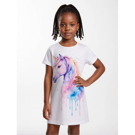 Comfortable Elegant Short Sleeve Summer Dress for Girls Slim-Fit Casual Dress Round Neck Girls Age 5-13
