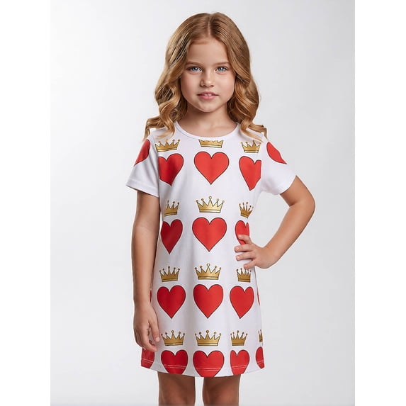 Girls Short Sleeve Play Dress Casual Fit Classic Cut Elegant Casual Dress for Young Girls Age 5-13 Activewear