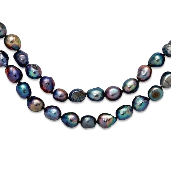 9-10mm Baroque Black Freshwater Cultured Pearl Endless 64inch Necklace Pendant Necklace for Women