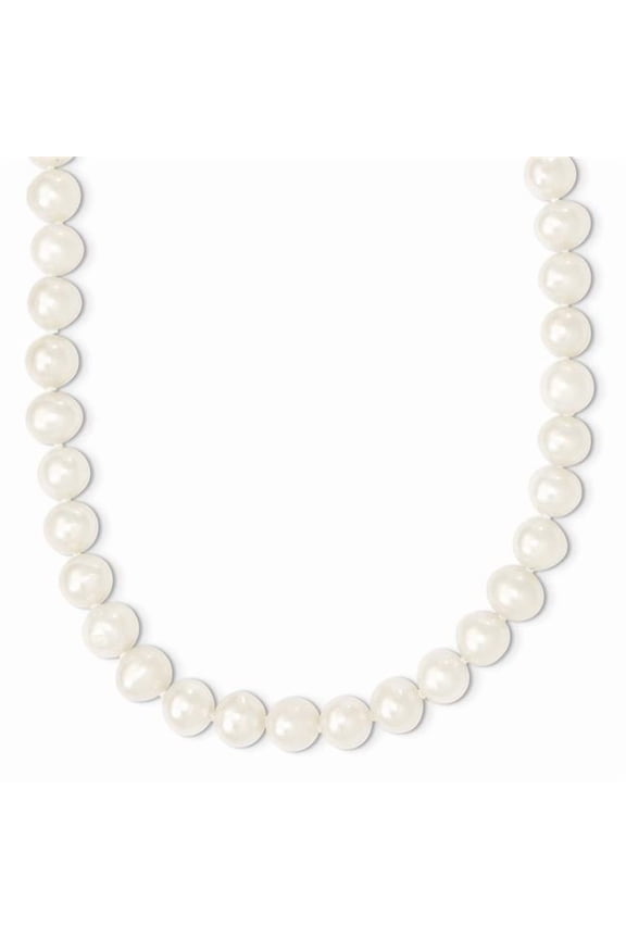 9-10mm White Semi-round Freshwater Cultured Pearl Endless Necklace