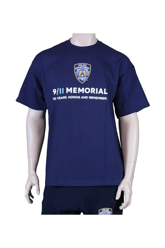9/11 10 Year Memorial NYPD Short Sleeve T-Shirt Navy Small