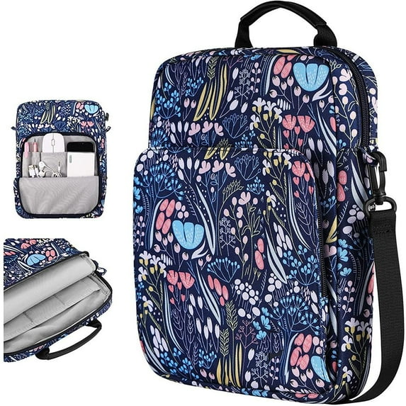 9-11/13.3 inch Portable Crossbody Laptop Messenge Shoulder Bag Storage Tablet Case Handbag 13 INCH FLOWERS