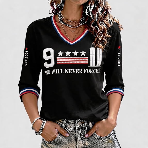 9/11 25th Anniversary Memorial T-Shirt,Flag Printed Vintage Never Forget 911 Tshirt 25th Anniversary Memorial Patriotic Tee Tops