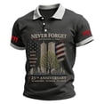 thumbnail image 1 of 9/11 25th Anniversary Men's Polo Shirt - Commemorative Graphic Short Sleeve Collared Top with Smooth Fabric for Everyday Tribute Dark Gray 3XL, 1 of 3