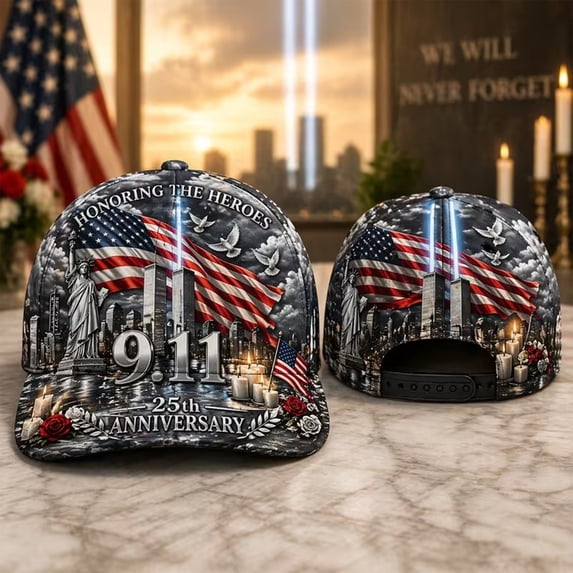 9/11 25th Anniversary Patriotic Baseball Cap Honoring The Heroes American Flag Graphic Print Patriotic Dad Hat Gifts for Veterans First Responders