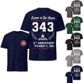 thumbnail image 1 of 9/11 25th Anniversary T-Shirt, HONORING 343 FIREFIGHTERS Short Sleeve Crew Neck Shirt, American Patriotic 25th Memorial Tee, Khaki M, 1 of 4