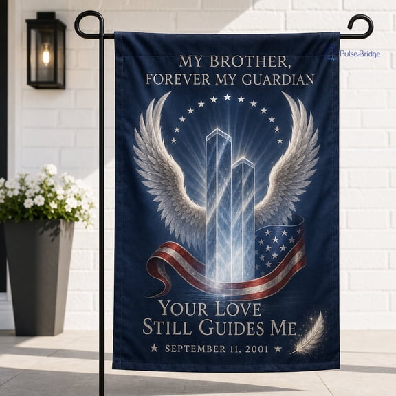 9/11 Brother Memorial Garden Flag, Patriot Day Twin Towers Yard Banner