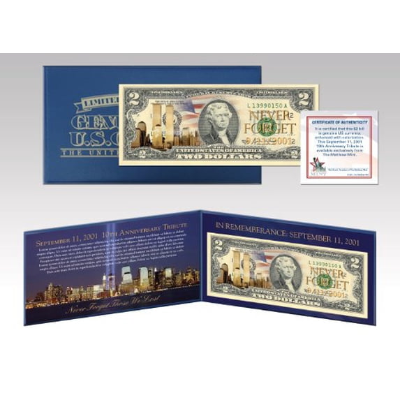 9/11 Commemoration - $2 Bill with Folder