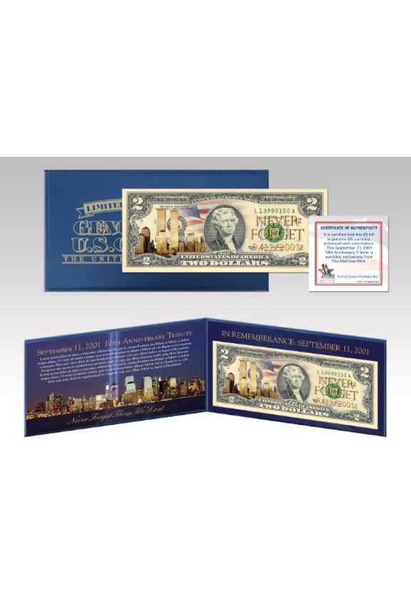 9/11 Commemoration - $2 Bill with Folder