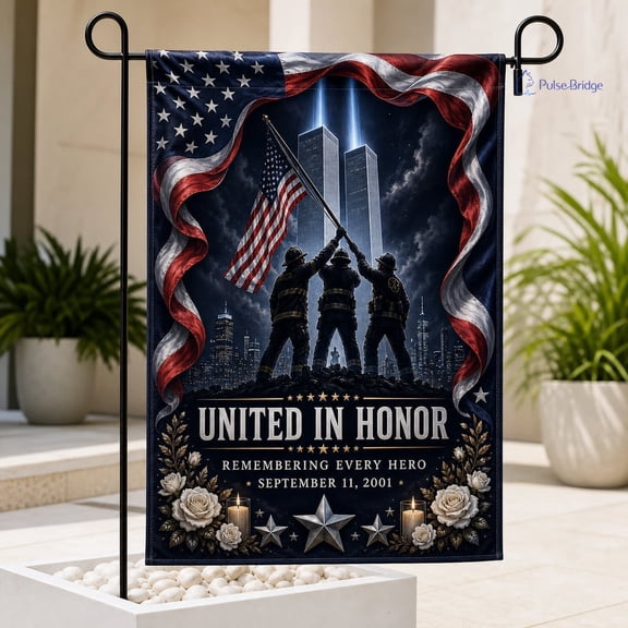 9/11 First Responders United In Honor Garden Flag, Remembering Heroes Yard Decor