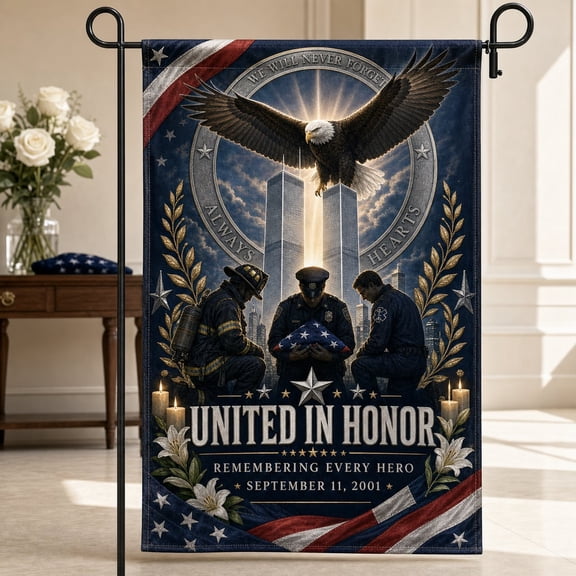 9/11 First Responders United In Honor Garden Flag, Remembering Heroes Yard Decor