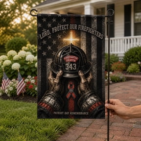 9/11 Garden Flag Firefighter Prayer Memorial for Outdoor Yard Display, Patriot Day Remembrance