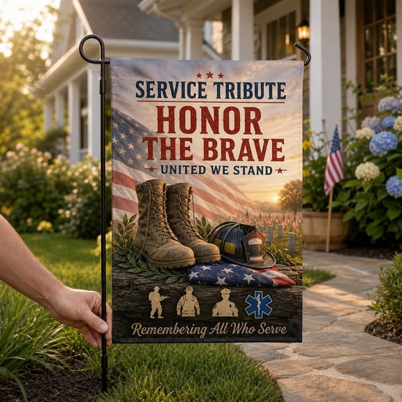 9/11 Garden Flag Never Forget Service Tribute Yard Memorial for First Responders