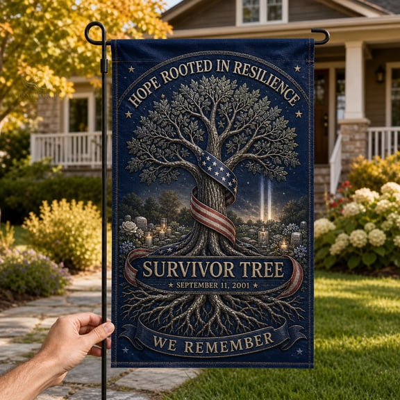 9/11 Garden Flag Survivor Tree Memorial for Yard Remembrance, Patriot Day First Responders