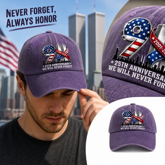 9/11 Hat We Will Never Forget Patriotic 25th Anniversary Hat Remember 911 Memorial Baseball Cap for Women Men