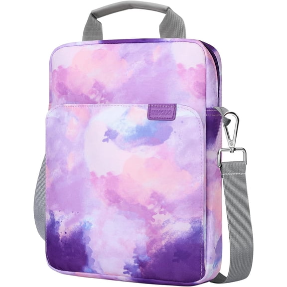 9-11 Inch Tablet Sleeve Bag with Shoulder Strap for iPad 11-inch A16 2025, iPad 10th Gen. 10.9"/10.2", Galaxy Tab A9+/A11Plus 11", Watercolor Purple