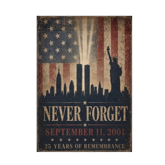 9/11 Memorial Garden Flag, Double Sided Outdoor Banner, Never Forget 25th Anniversary, Yard Decor