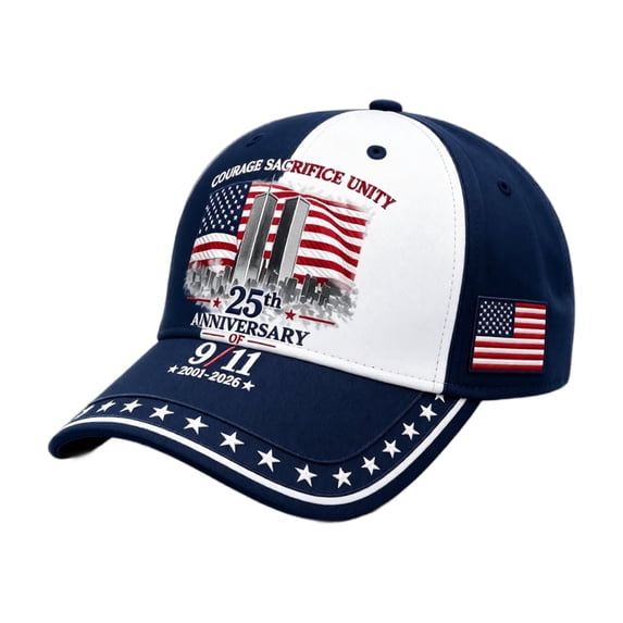 9/11 Never Forget 25th Anniversary Memorial Baseball Cap Unisex 3D Printed Hat with Commemorative Graphic, Adjustable Curved Brim Structured Casual Cap for Daily Wear B