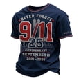 thumbnail image 1 of 9/11 Never Forget Memorial Tshirt 911 25th Anniversary USA Flag Short Sleeve Crewneck Patriotic Shirts for Men, 1 of 3