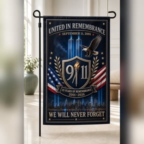 9/11 Remembrance Garden Flag, United In Remembrance Patriot Banner, Never Forget Memorial Decor