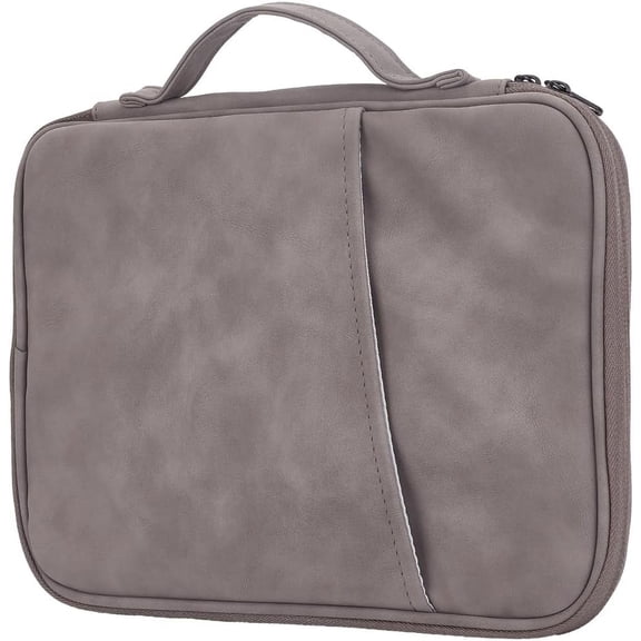 9-11 Tablet Bag Leather Tablet Sleeve Pad Carrying Bag Storage Case Accessory Organizer Canvas Charger Mouse for Electronic Product with Handle Office College 8.85x11.81 Inch-Brown Gray DIY
