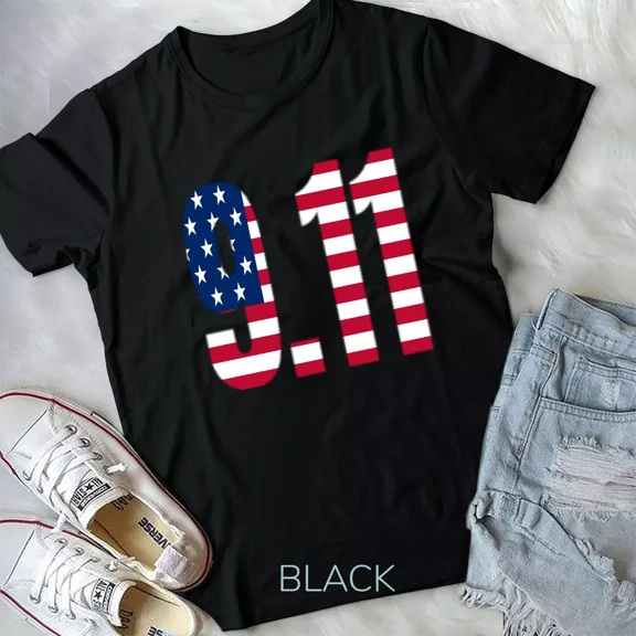 9.11 We Will Never Forget, Patriotic and Remembrance Themed Graphic Unisex T-Shirt