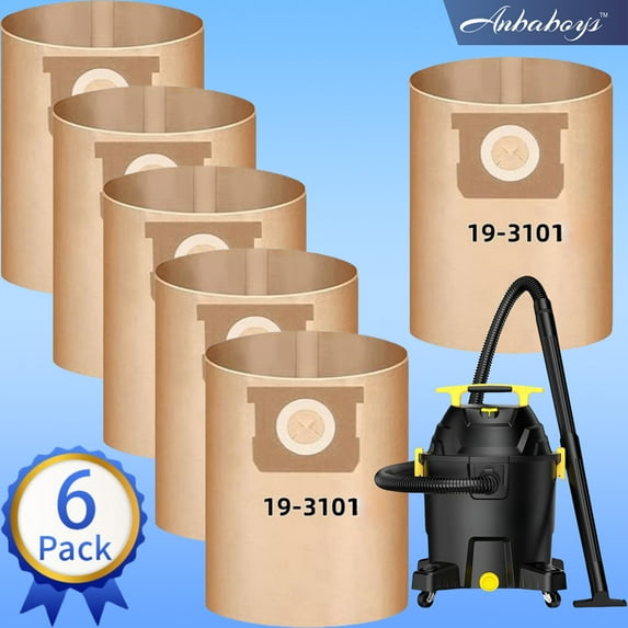 9-12 Gallon Disposable Filter Bag Fit for Stanley 9-12 Gallon Wet/Dry Vacuums,19-3101,6-Pack