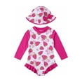 thumbnail image 1 of 9-12 Month Swimsuits For Teens Long Sleeve Snap Button Swimsuit With Matching Sun Hat For Baby Girls UPF 50+ Rash Guard Swimwear Set, 1 of 4