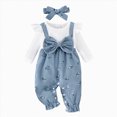 thumbnail image 1 of 9-12 Months 3 Pcs Baby Girl Clothes Long Sleeve Fall Winter Newborn Baby Girl Clothes Infant Outfits Ruffle Sleeve Romper Bodysuit Floral Pants Girl Winter Outfits,Blue, 1 of 6