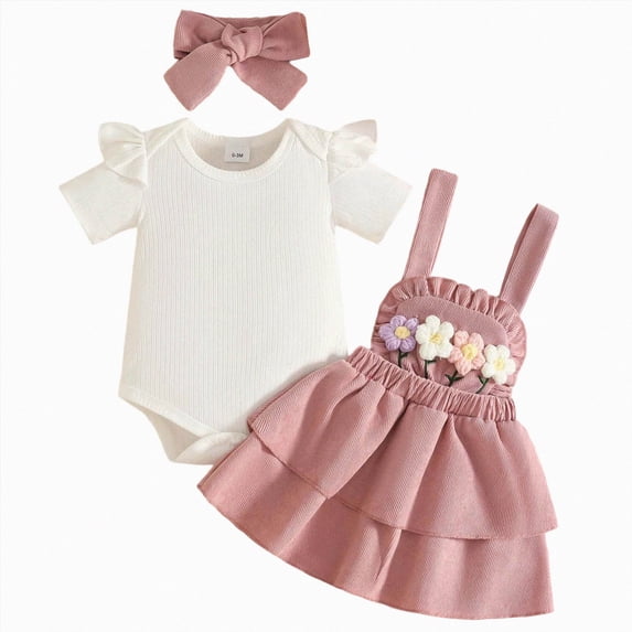 9-12 Months Baby & Toddler Girl Floral Pajamas Soft Breathable Snug-Fit Long Sleeve Sleepwear Set Girls Comfortable And Breathable Set Short Sleeve Top Cute Flower Pink