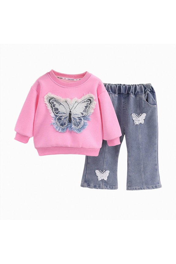 9-12 Months Infant Kid Girl Clothes Ruffle Sleeve Top Floral Pants 2PC Fall Winter Girls Outfits Clothing Set School Set