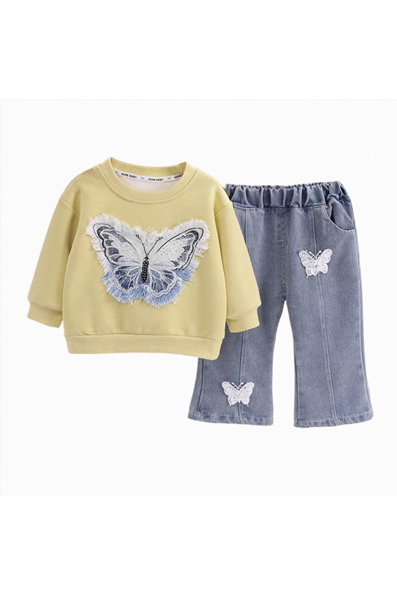 9-12 Months Infant Kid Girl Clothes Ruffle Sleeve Top Floral Pants 2PC Fall Winter Girls Outfits Clothing Set School Set