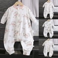 thumbnail image 1 of 9-12 Months Infant Unisex Fall Winter Cartoon Print Romper,Vertical Rib Full Front Zip Long Sleeve Baby Jumpsuit 3 6 9 12 18 Months,Light Purple, 1 of 5