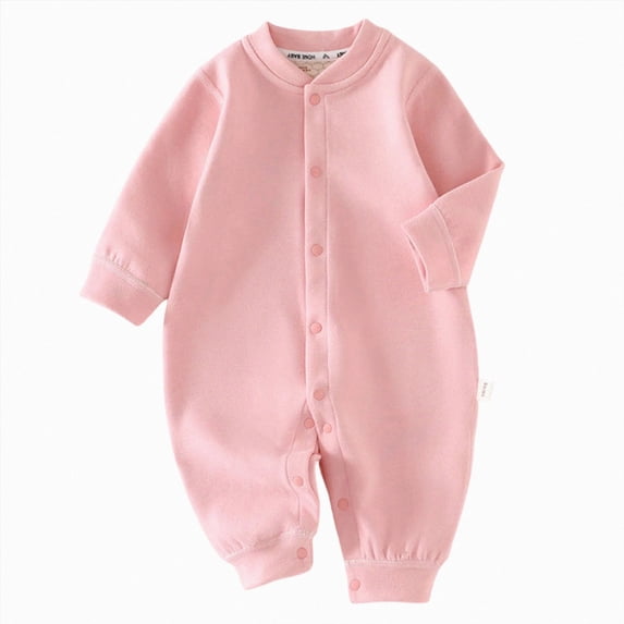 9-12 Months Newborn Baby Boy Girl Button Romper Baby Long Sleeve Jumpsuit Spring Fall Outfit