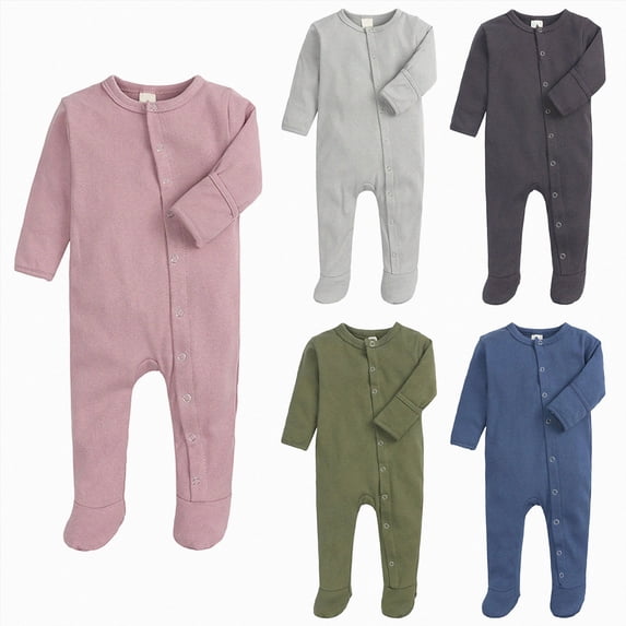 9-12 Months Newborn Baby Long Sleeve Footed Romper Ribbed Knit Bodysuit Jumpsuit For & Infants One-Piece Jumpsuit Newborn Gift