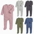 thumbnail image 1 of 9-12 Months Newborn Bodysuit Romper Baby Long Sleeve Footed Romper Ribbed Knit Bodysuit Jumpsuit For & Infants Newborn Fall Winter Gift Clothes,Blue Jumpsuit Sleep & Play Bodysuit, 1 of 5