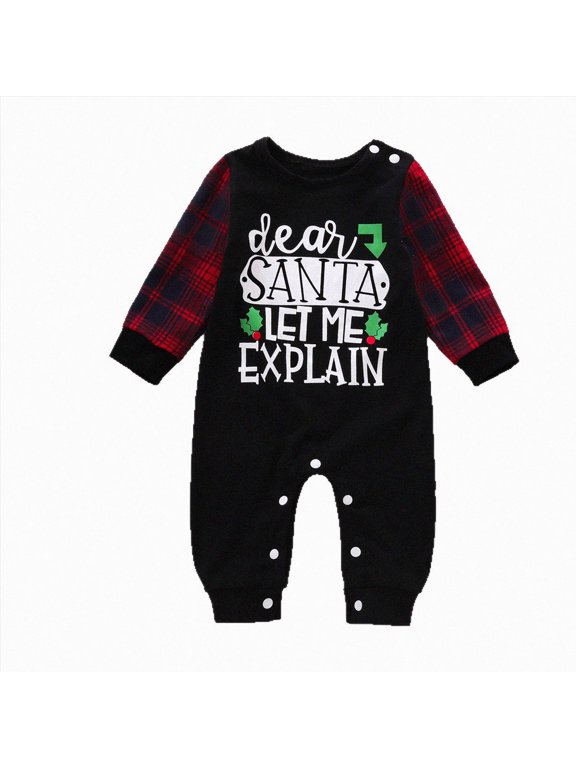 9-12 Months Newborn Christmas Jumpsuit Long Sleeve Tree Car Print Soft Plaid Bodysuit For Boys Romper For Sleeping Playing And Photography Black