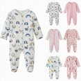 thumbnail image 1 of 9-12 Months Newborn Preemie Baby Bodysuit Boy Girl Climbing Suit Baby Boys Girls Cotton Jumpsuit Footed Long Sleeve Button Bodysuit Orange Rompers Baby Gift, 1 of 5