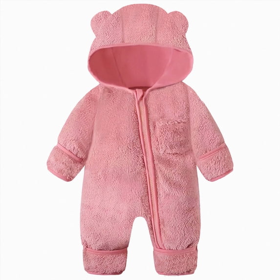 9-12 Months Newborn Preemie Infant Baby Bodysuit Romper Bodysuit Newborn Baby Bear Outfit Mittens Footies Girls Boys Winter Fleece Clothes Hooded Jumpsuit Romper Pink Rompers Baby Gift