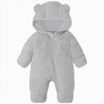 thumbnail image 1 of 9-12 Months Preemie Sleep & Play One-Piece Bodysuit Newborn Baby Outfit Suit Fold Footies Girls Boys Winter Fleece Clothes Hooded Jumpsuit Romper Grey Newborn Gift, 1 of 8