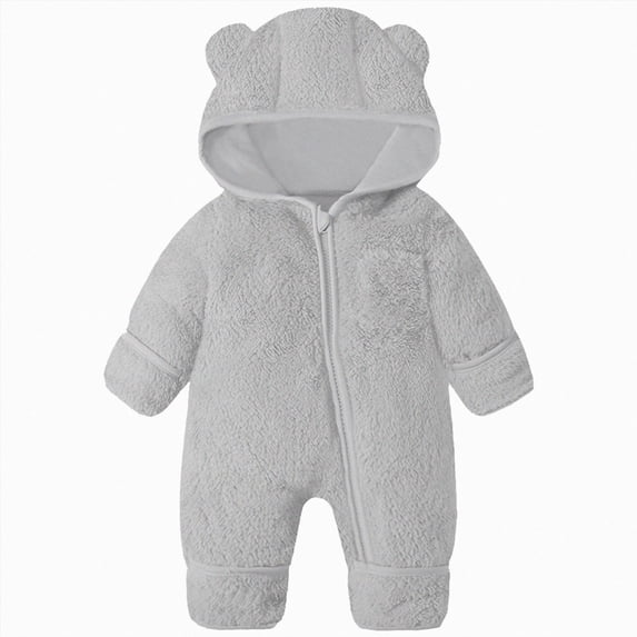 9-12 Months Preemie Sleep & Play One-Piece Bodysuit Newborn Baby Outfit Suit Fold Footies Girls Boys Winter Fleece Clothes Hooded Jumpsuit Romper Grey Newborn Gift