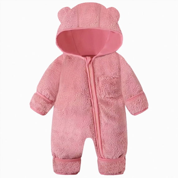 9-12 Months Preemie Sleep & Play One-Piece Bodysuit Newborn Baby Outfit Suit Fold Footies Girls Boys Winter Fleece Clothes Hooded Jumpsuit Romper Pink Newborn Gift