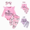 thumbnail image 1 of 9-12 Months Teen Newborn Baby Girl Clothes Outfit Ruffle Romper Tops Floral Pants Outfit Fall Winter Clothing Light Purple Girl Winter Sleepwear Set, 1 of 6