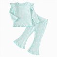 thumbnail image 1 of 9-12 Months Toddler Baby Girl Clothes Toddler Girl Outfit Ruffle Sleeve Shirt Pant Set Fall Winter Clothing for Girl Children's Gift Set Girls Green Tracksuit, 1 of 9